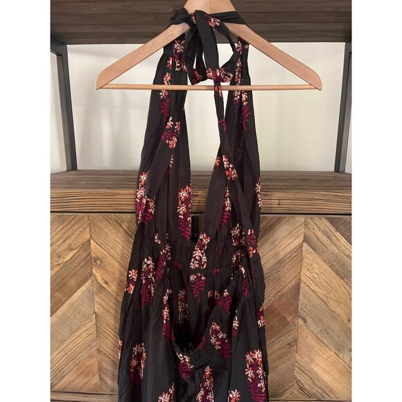 JCrew Maxi Dress XXL in Cocoa Block Print Cotton Voile Halter Neck - Picture 5 of 8